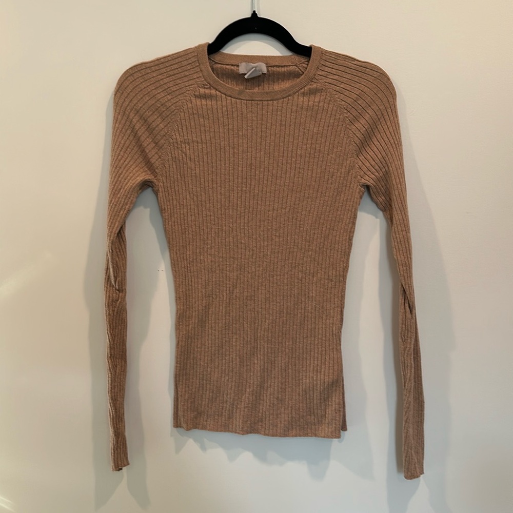H&M tan ribbed sweater long sleeve